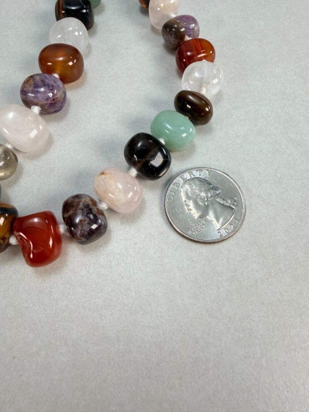 Natural Gemstone Nugget Necklace Multi Stone Quartz Agate Aventurine - Picture 4 of 9